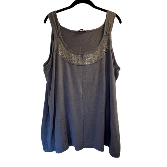Sale George Women’s Tank Top 3XL Gray Silver Sequins - Picture 2 of 10